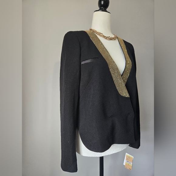 RACHEL ROY NWT Black and Gold Jacket Blazer With Tuxedo Tails. Size 4 - Picture 4 of 16